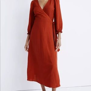 NWOT Madewell linen-blend red dress
